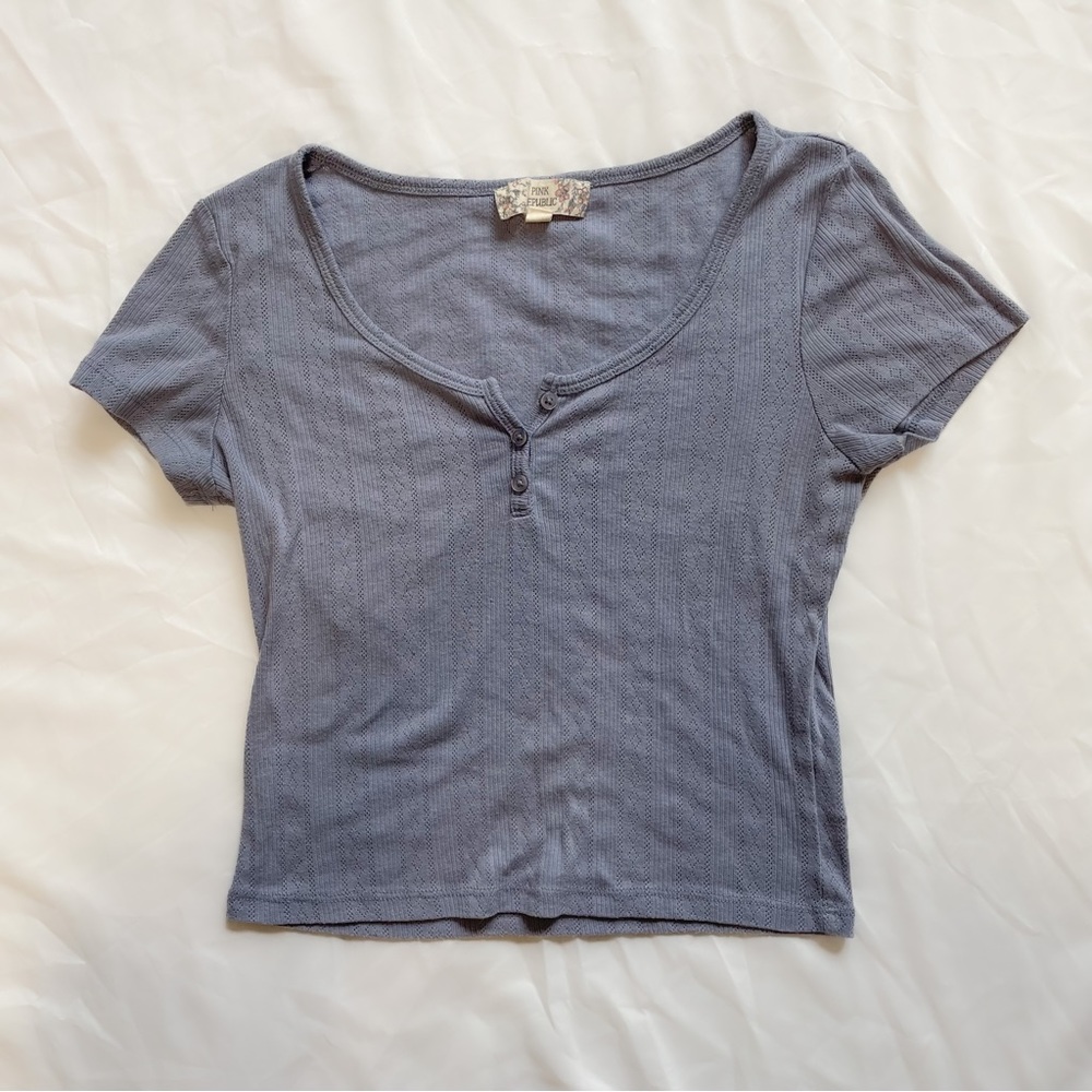 Button Up Pointelle Crop Top